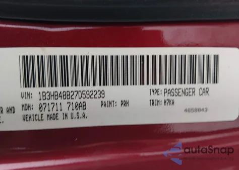2007 Dodge Caliber Sxt z USA, uszkodzony, nr VIN 1B3HB48B27D592239